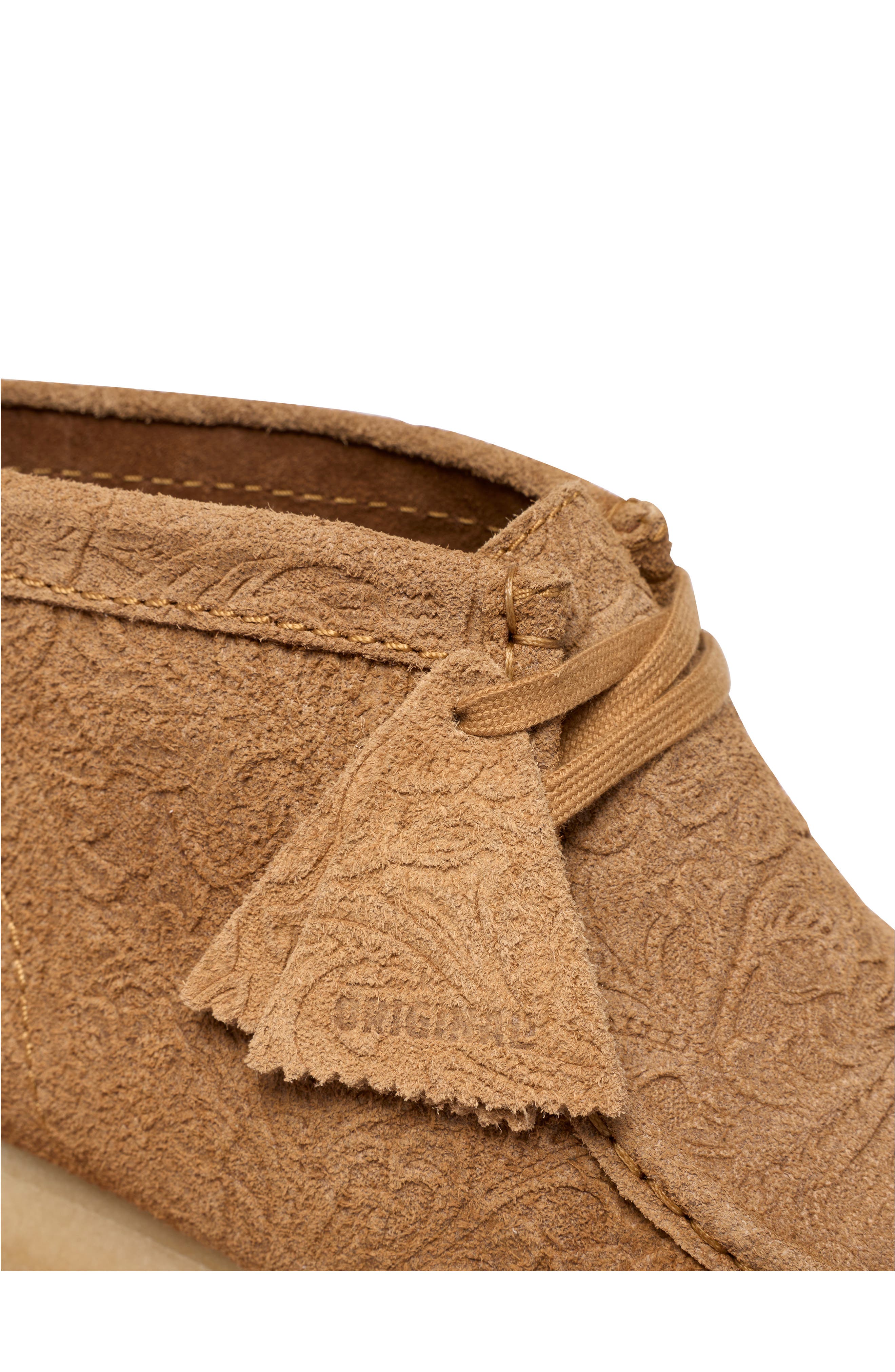 Floral Embossed Wallabee Suede Boot, Alternate, color, LIGHT TAN EMB