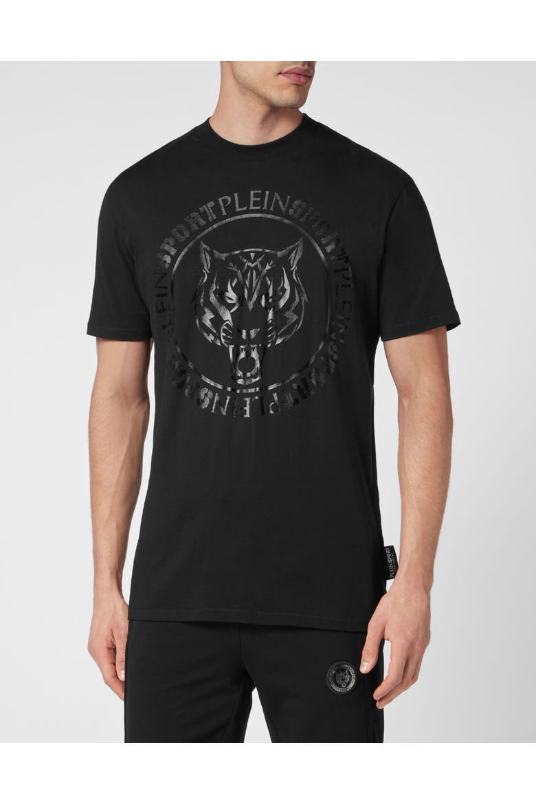T-Shirt Round Neck Ss Carbon Tiger Men, Main, color, black
