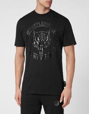 PLEIN SPORT T-Shirt Round Neck Ss Carbon Tiger Men