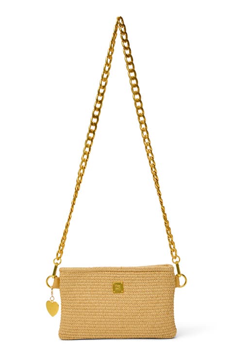 Fame Woven Raffia Crossbody Bag