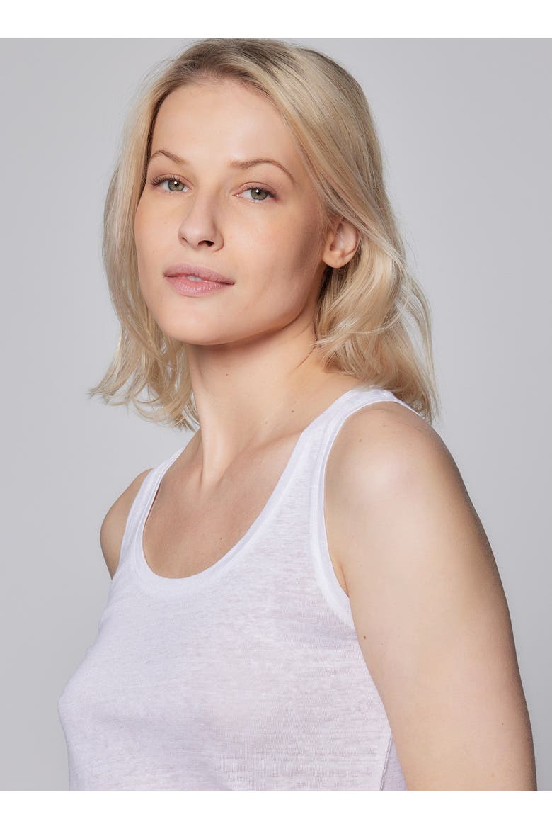 Stretch Linen Tank, Alternate, color, BLANC