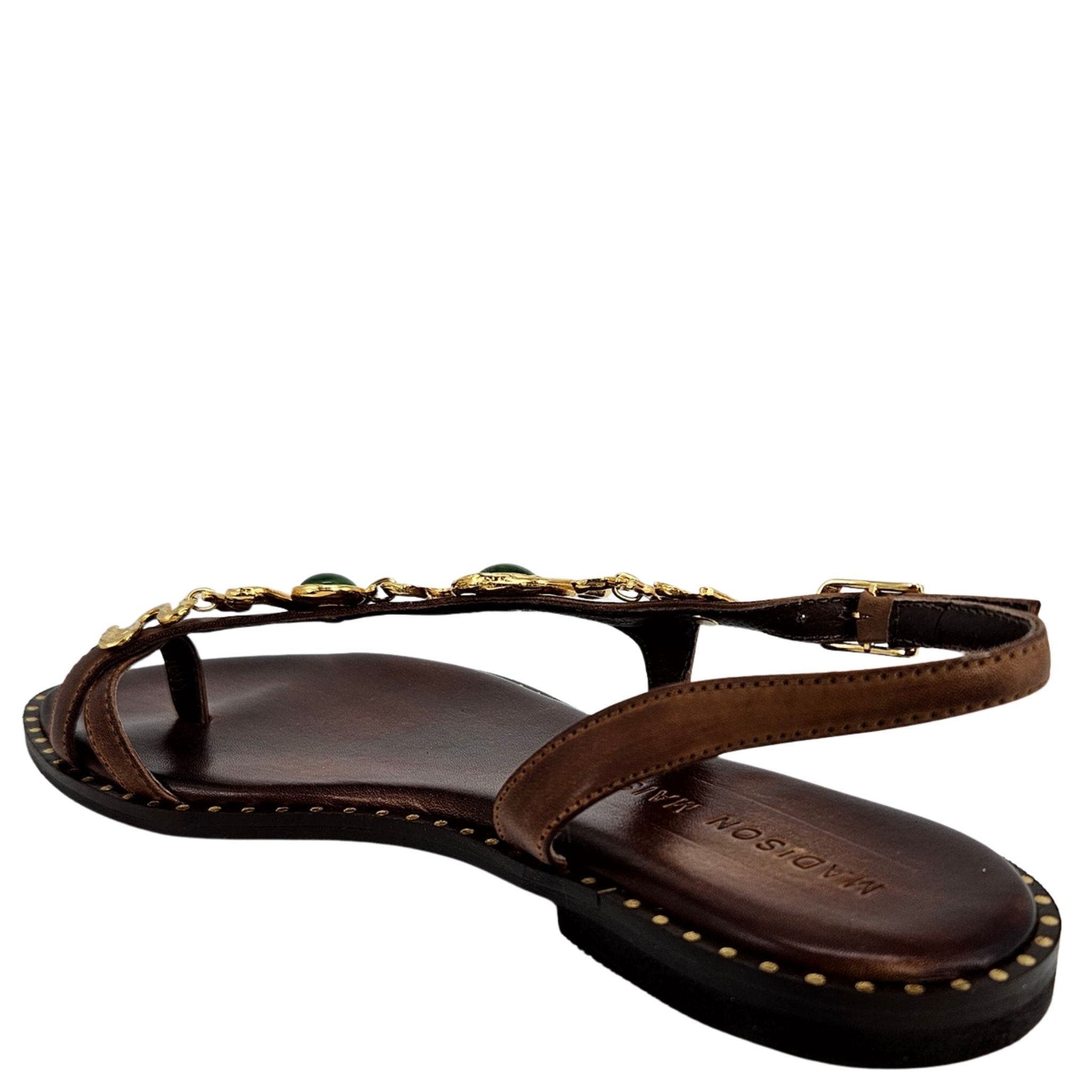 Madison Maison Leather Flat Serpent Sandal, Alternate, color, Chocolate