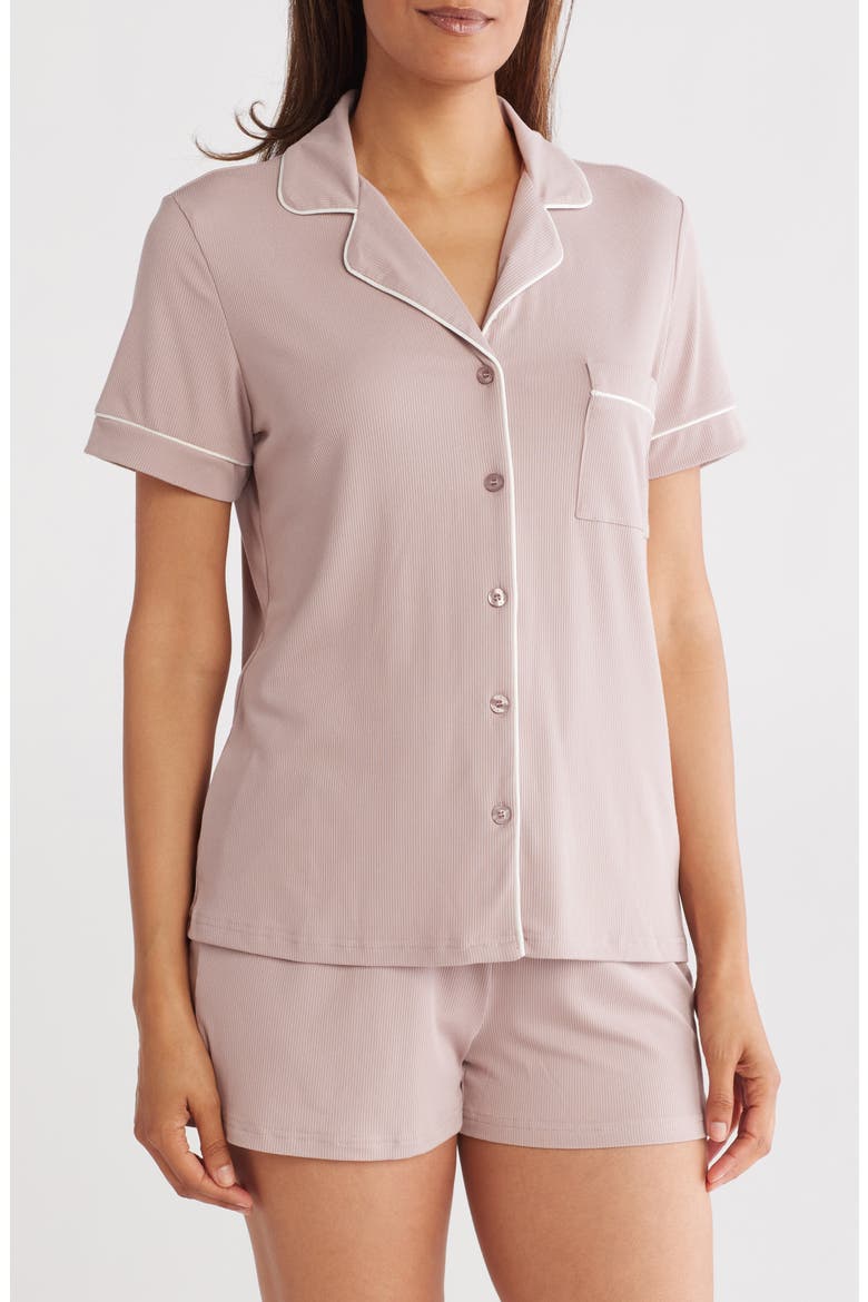 Rib Piped Trim Pajamas, Main, color, SIERRA TAUPE