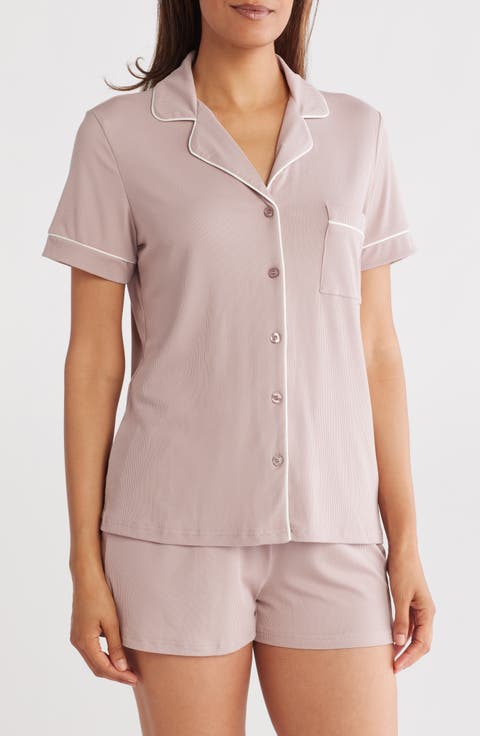 Rib Piped Trim Pajamas