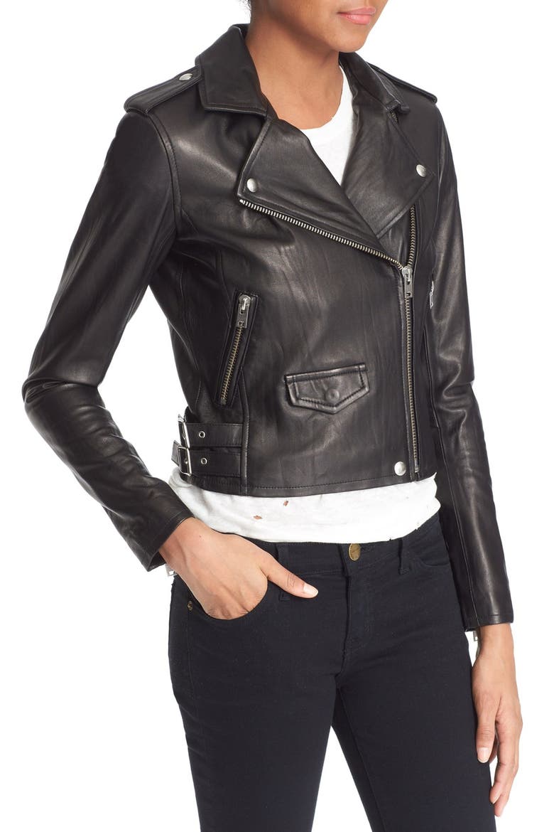 'Ashville' Leather Jacket, Alternate, color, BLACK
