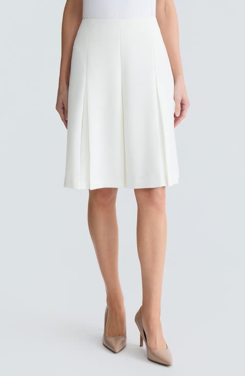 Pleated Stretch Crepe Skirt
