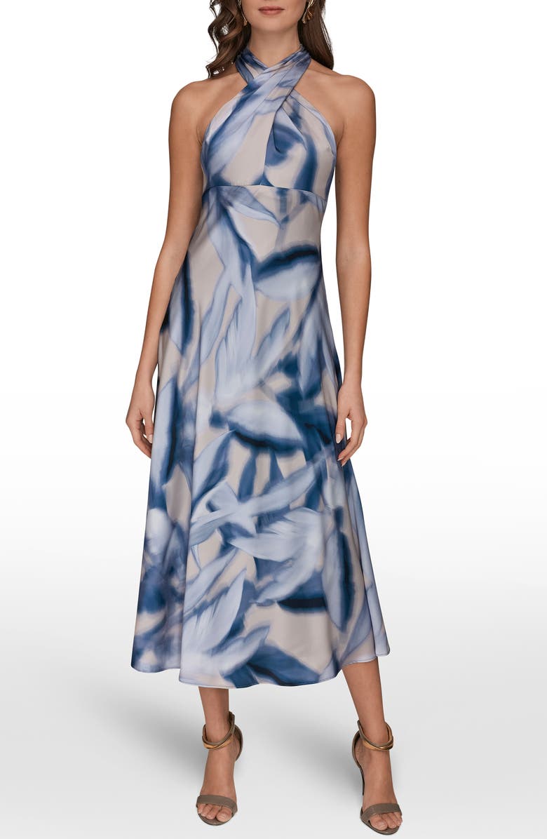 Donna Karan New York Abstract Print Sleeveless A-Line Dress, Main, color, Vapor Multi