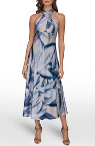 Donna Karan New York Abstract Print Sleeveless A-Line Dress