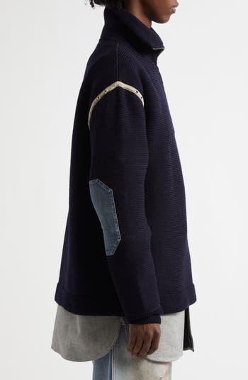 Maison Margiela Elbow Patch Half Zip Wool Pullover | Nordstrom Maison Margiela Elbow Patch Half Zip Wool Pullover | Nordstrom