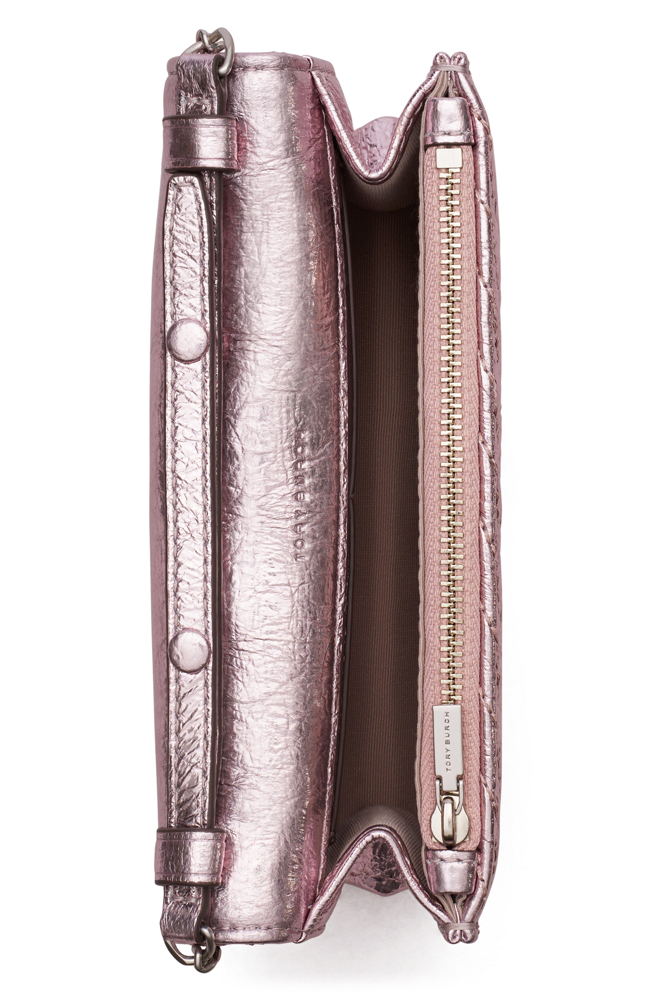 Tory Burch Kira Metallic Moto Quilt Mini Top Handle Crossbody, Alternate, color, 