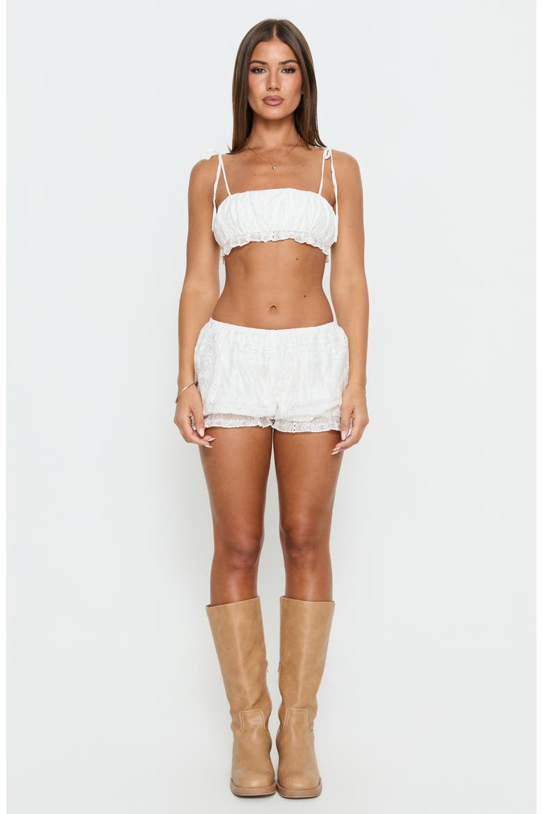 Queens Boulevard Frilled Shorts, Alternate, color, WHITE