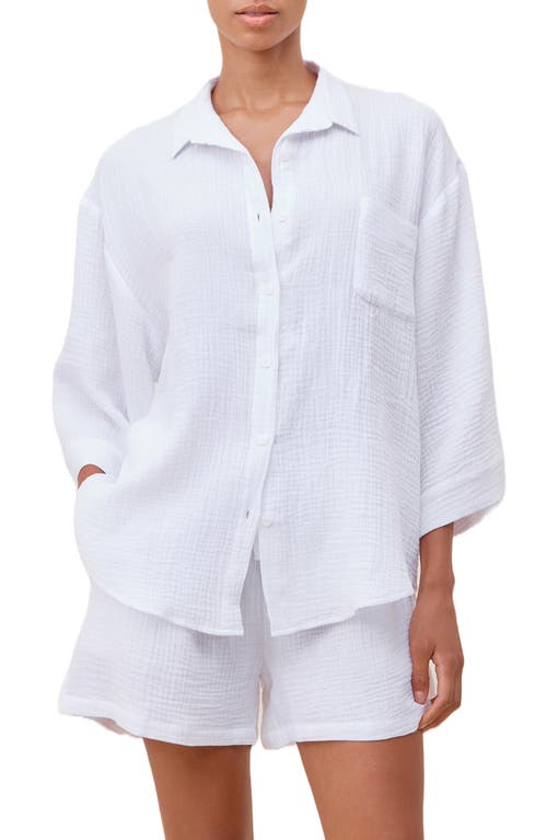PAPINELLE PAPINELLE ASHLEY TEXTURED COTTON SHORT PAJAMAS
