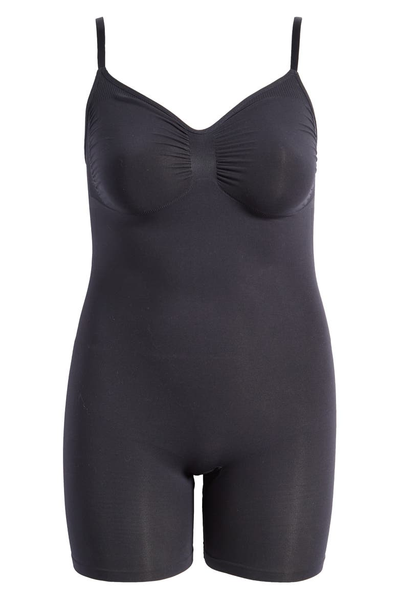 Seamless Sculpt Mid Thigh Bodysuit, Main, color, ONYX
