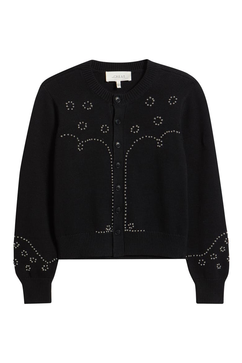 The Studded Cardigan, Alternate, color, BLACK