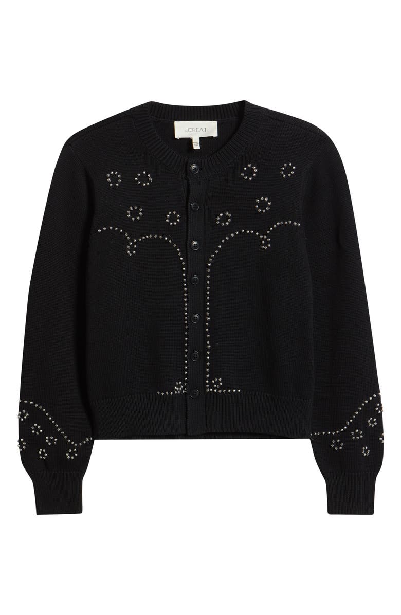 THE GREAT. The Studded Cardigan, Alternate, color, Black