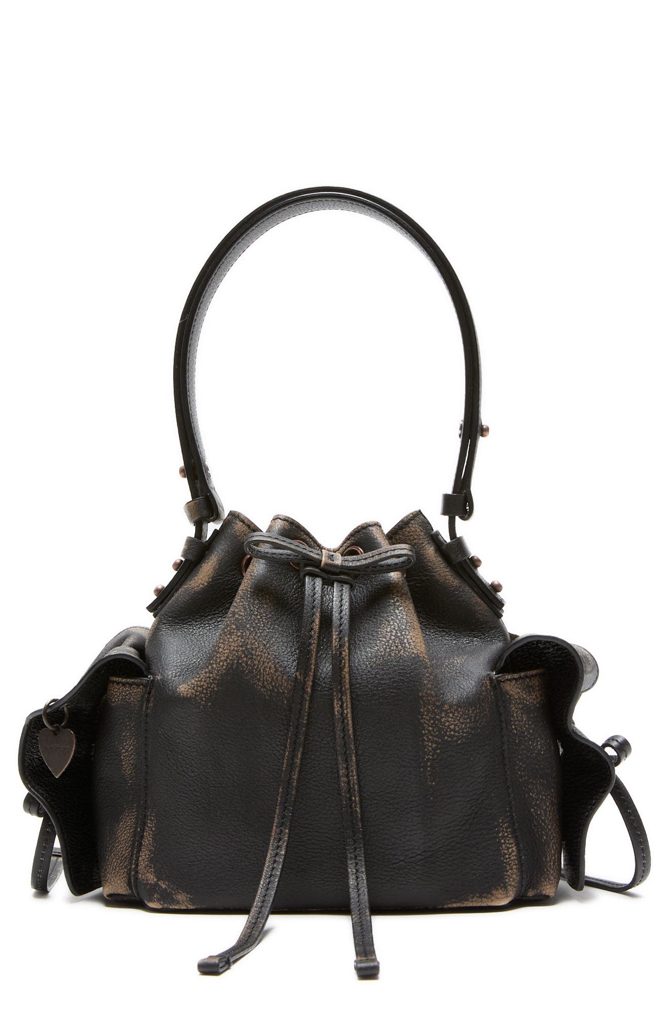 Acne Studios Mini Multipocket Vintaged Leather Bucket Bag, Main, color, 