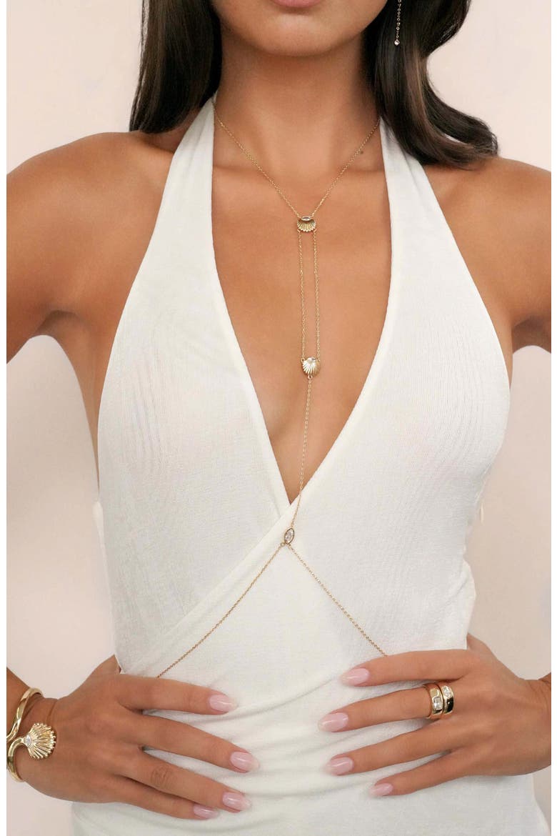 Dainty Shell Body Chain, Alternate, color, GOLD