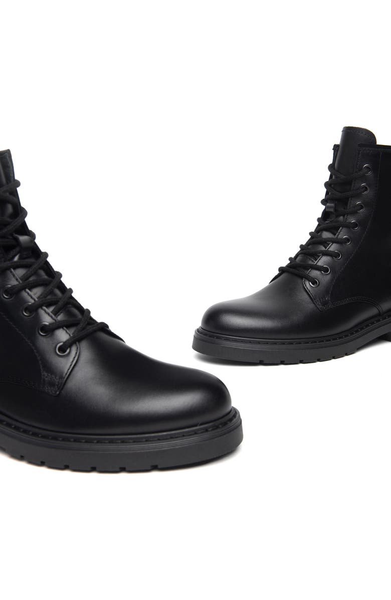 NeroGiardini Faux Fur Lined Combat Boot, Alternate, color, Black