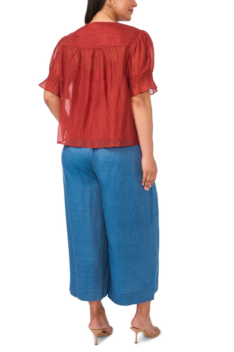 Pleated Ruffle Top, Alternate, color, RUST
