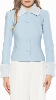 Alexia Admor Fran Faux Fur Trim Twill Jacket