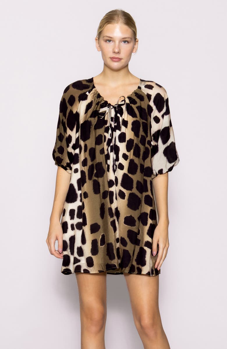 MELLODAY Puff Sleeve Minidress, Alternate, color, Animal
