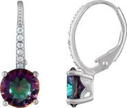 FUZION CREATIONS Rainbow Cubic Zirconia Leverback Earrings
