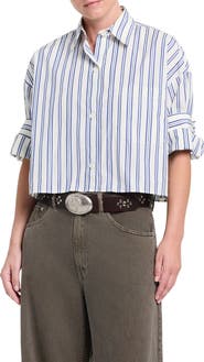 TWP Next Stripe Cropped Cotton Shirt
