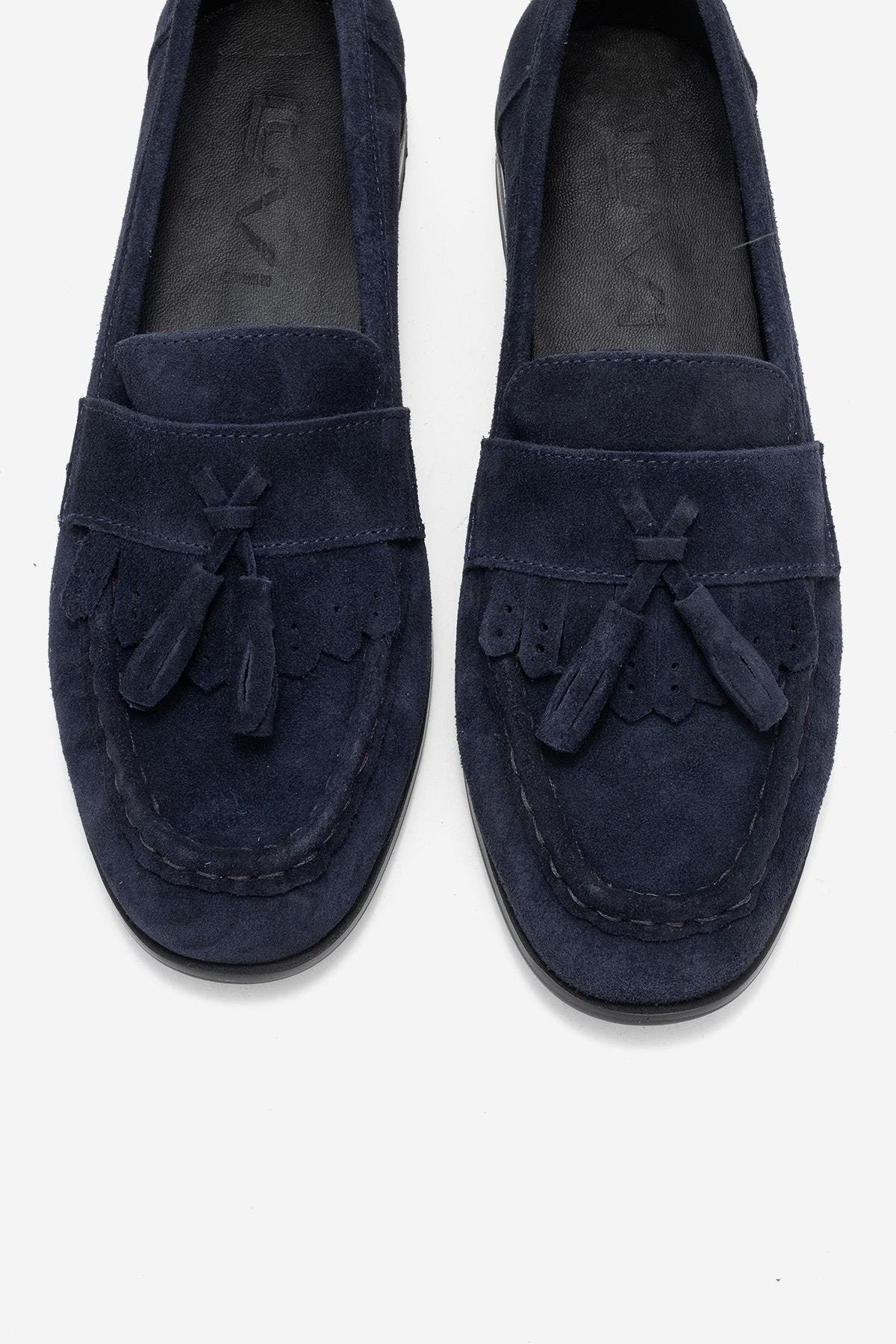 Lupen Leather Tassel Loafer, Alternate, color, Navy Suede