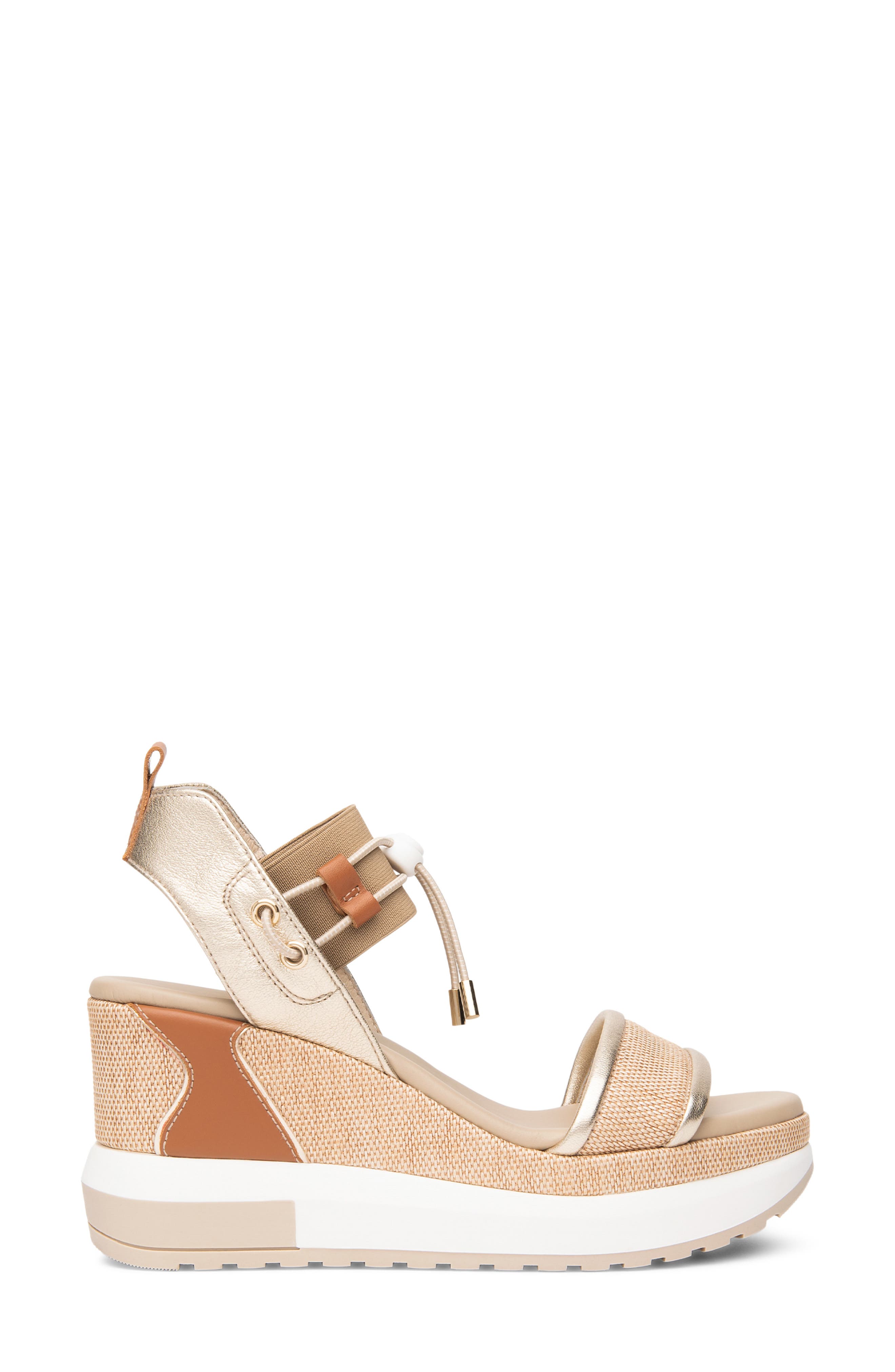 Bungee Platform Wedge Sandal, Alternate, color, LINEN/ GOLD