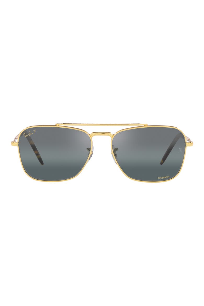 New Caravan 58mm Polarized Square Sunglasses, Main, color, BLUE GOLD