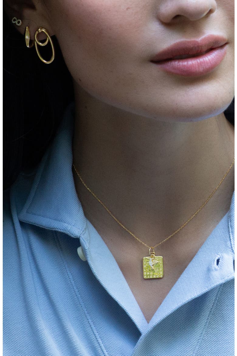 She is Fierce Pendant Necklace, Alternate, color, GOLD
