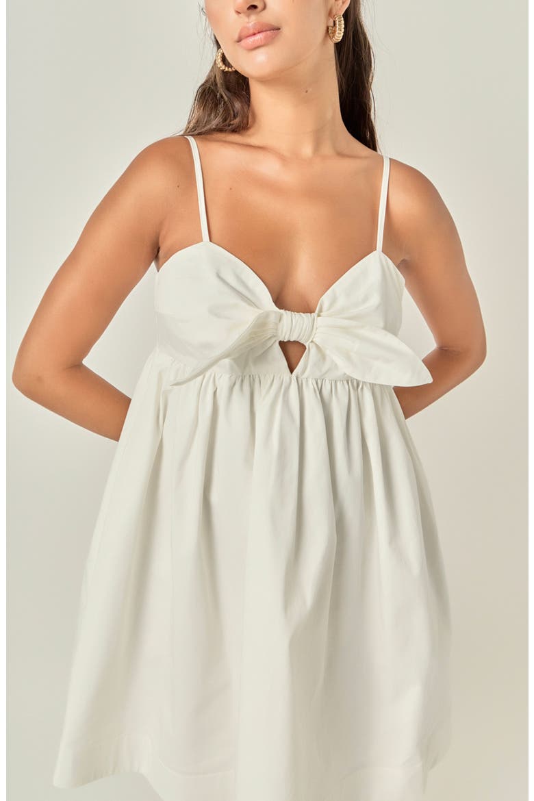 Bow Front Babydoll Minidress, Alternate, color, OFF WHITE