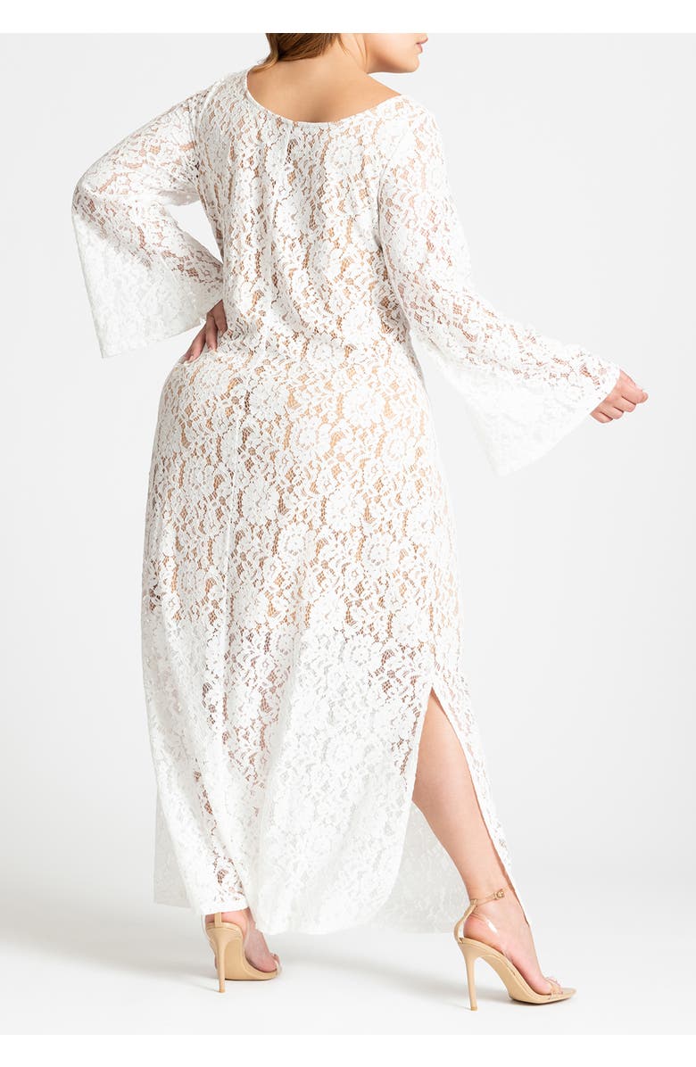 ELOQUII Lace Keyhole Maxi Dress, Alternate, color, Bright White