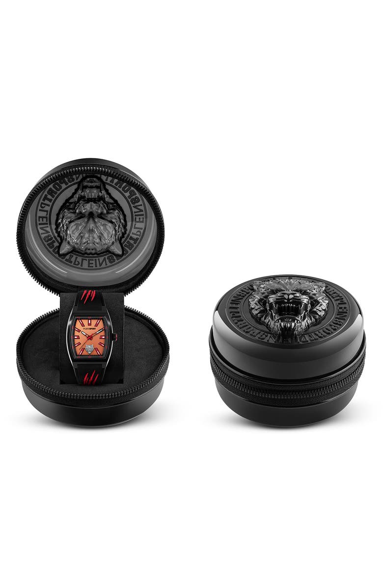 PLEIN SPORT Three-Hand Quartz Silicone Strap Watch, 40mm, Alternate, color, Black