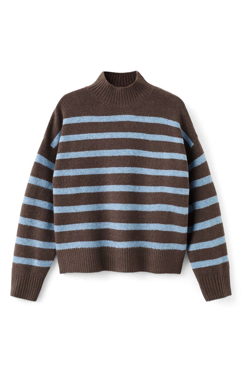 MANGO Oversize Stripe Mock Neck Sweater, Alternate, color, 
