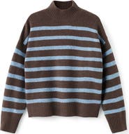 MANGO Oversize Stripe Mock Neck Sweater