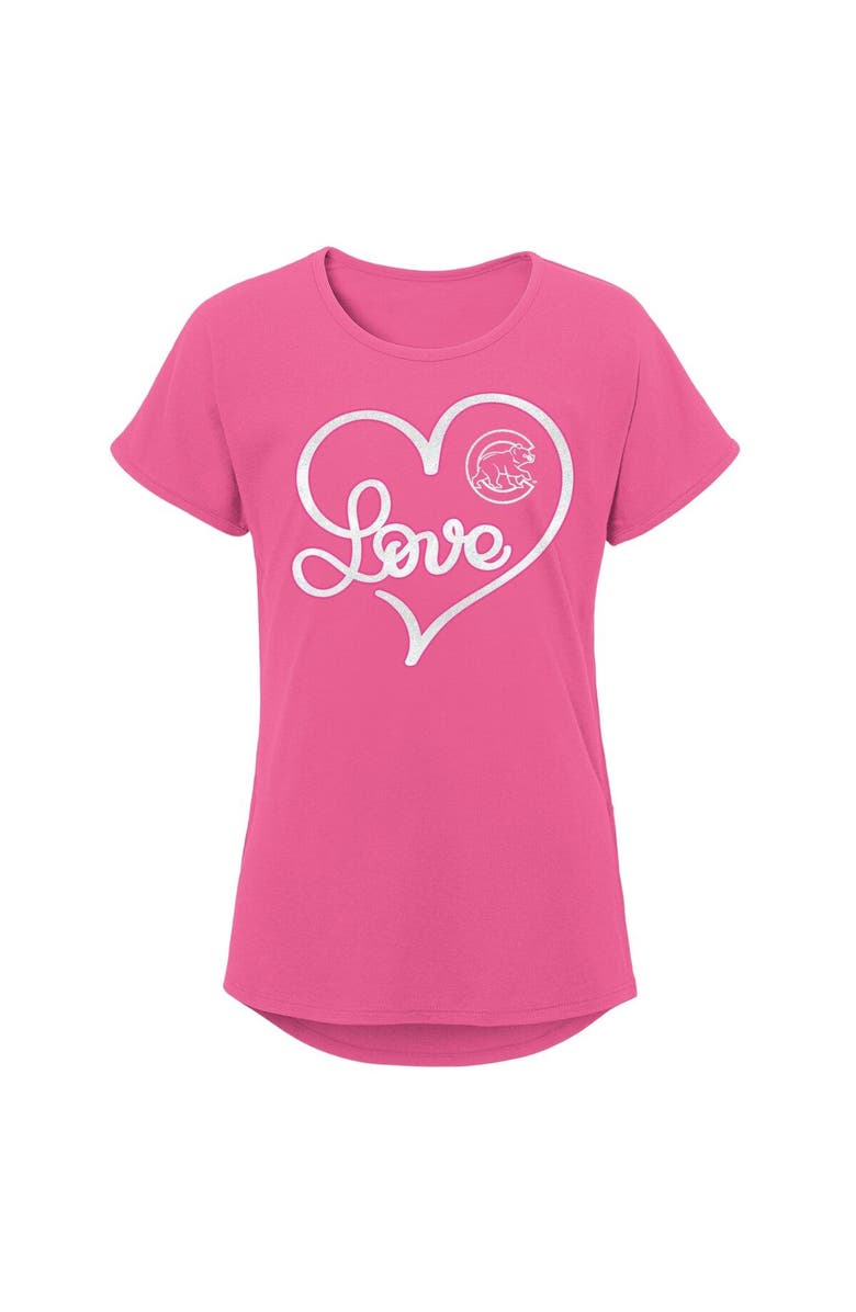 Outerstuff Girls Youth Pink Chicago Cubs Lovely T-Shirt, Main, color, 