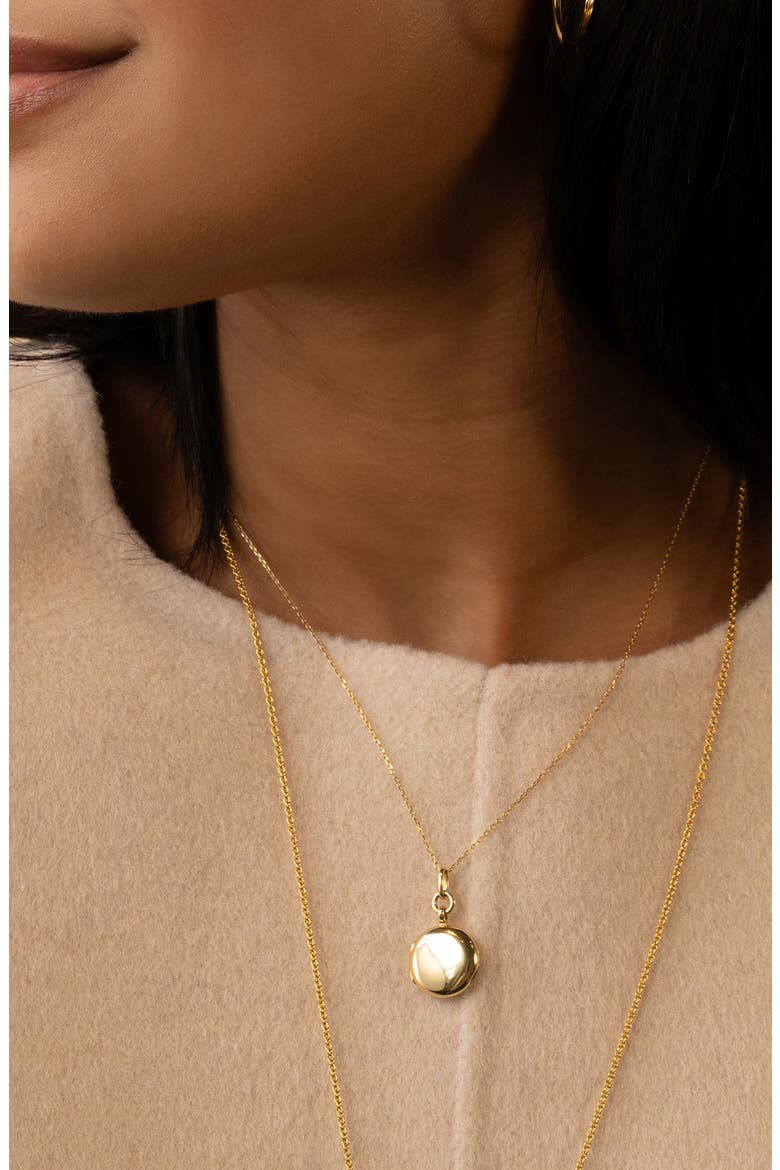 Nan Slim Round Locket Necklace, Alternate, color, GOLD