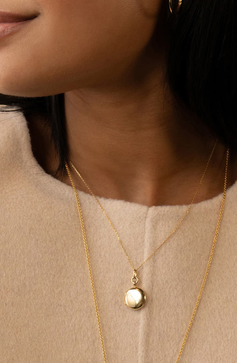 Monica Rich Kosann Nan Slim Round Locket Necklace, Alternate, color, Gold