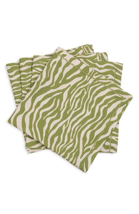 Regine Set of 4 Linen Zebra Stripe Linen Napkins