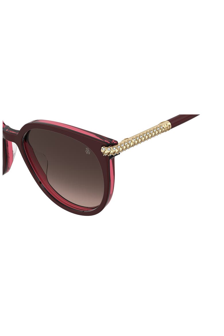 55mm Gradient Square Sunglasses, Alternate, color, BURGUNDY PINK/ BROWN SF
