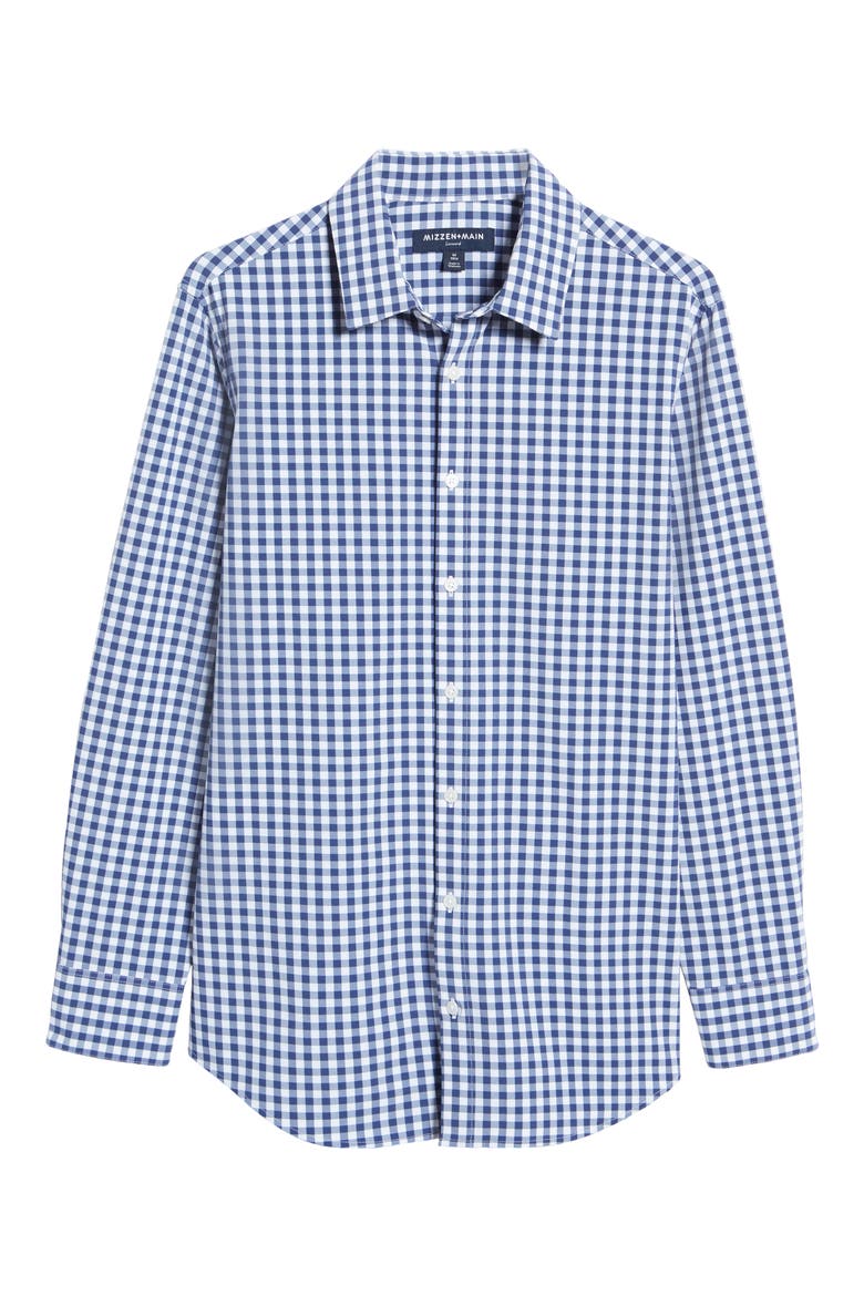 Leeward Stretch Check Button-Up Shirt, Alternate, color, COBALT BLUE GINGHAM