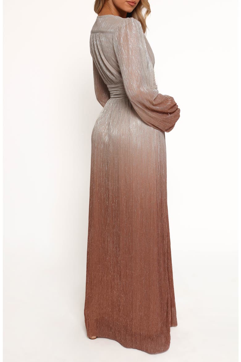 Jovie Metallic Ombré Long Sleeve Maxi Dress, Alternate, color, STARLIGHT BRONZE