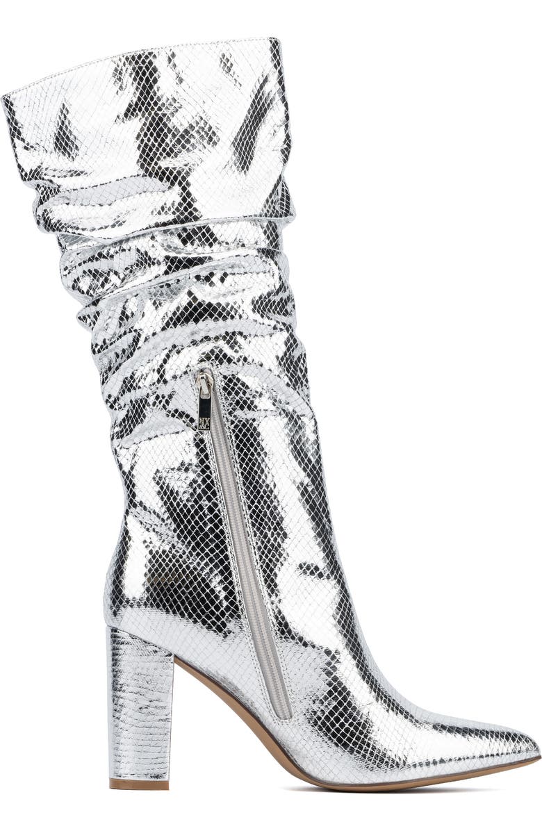 NEW YORK AND COMPANY Earla Ruched Shaft Boot, Alternate, color, Silver Metallic