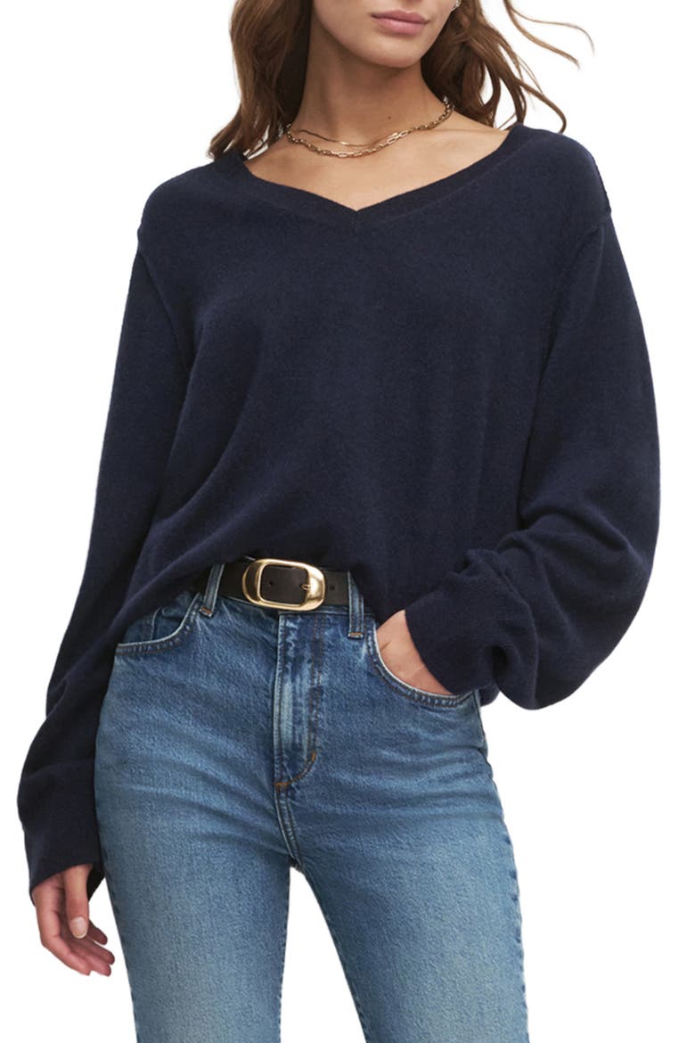 The Ryann V-Neck Cashmere Sweater, Main, color, NAVY