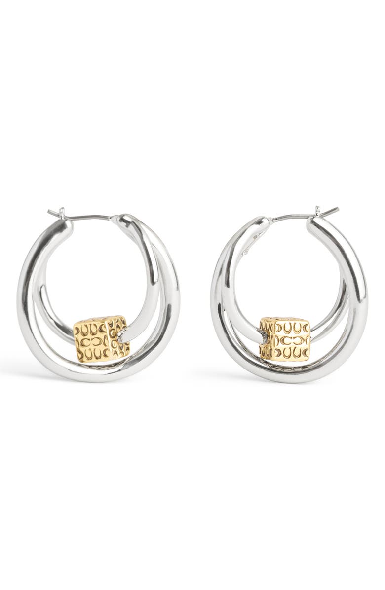 COACH C Cube Double Hoop Earrings, Main, color, 
