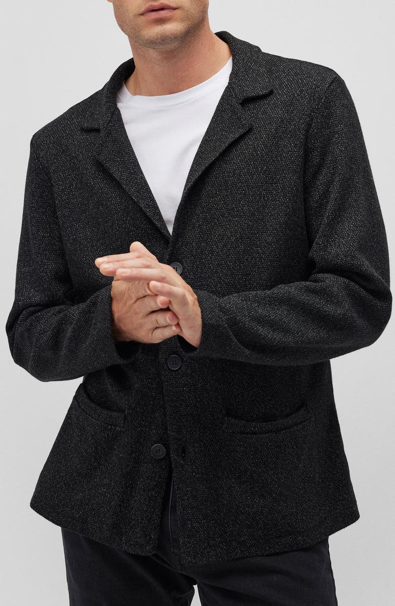 Mavi Jeans Black Mélange Knit 3-Button Blazer, Alternate, color, Black