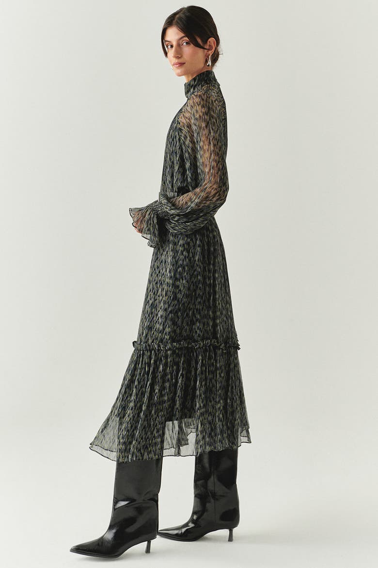 Zora Chiffon Midi Dress, Alternate, color, Black