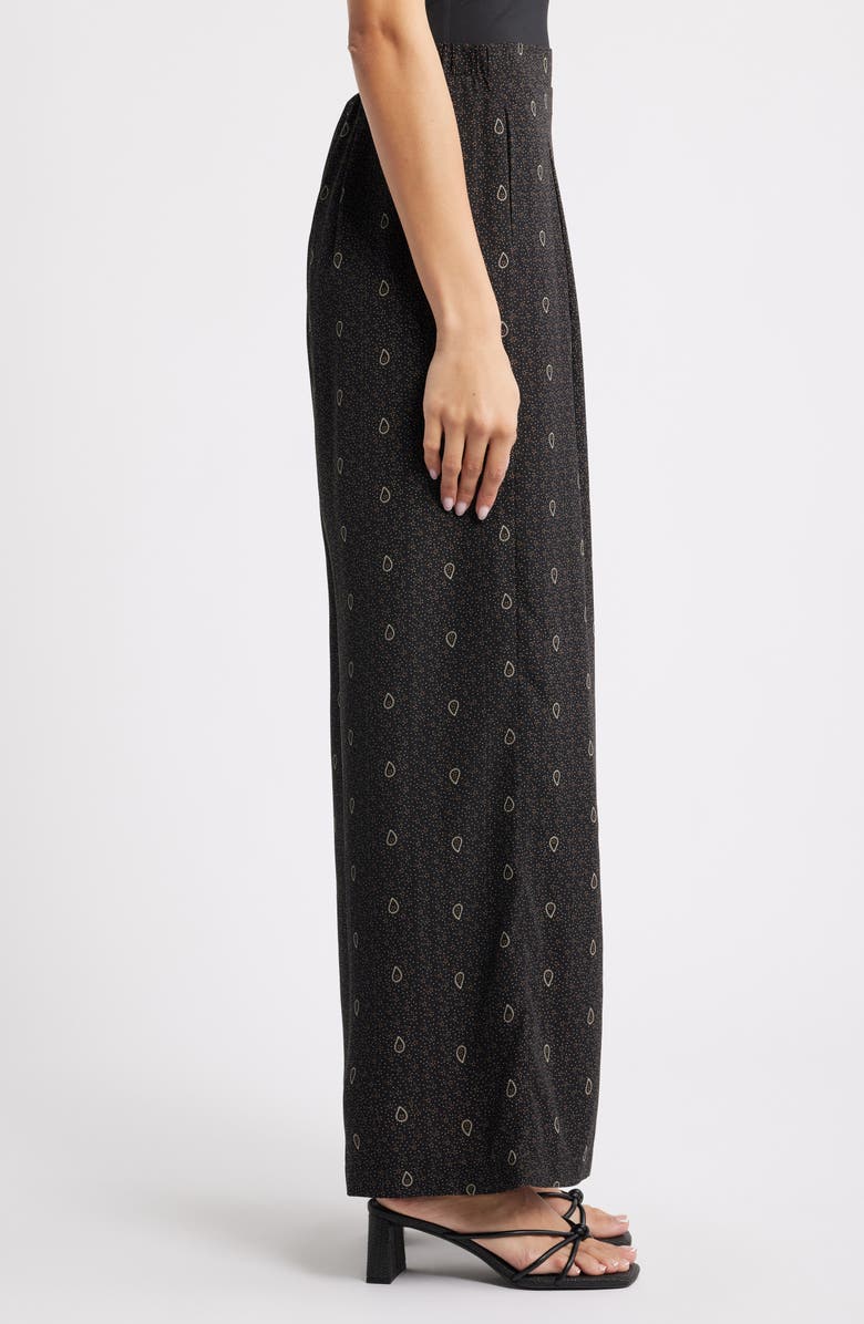 Bobeau Allover Print Wide Leg Pants, Alternate, color, Navy/ Curry Ditsy