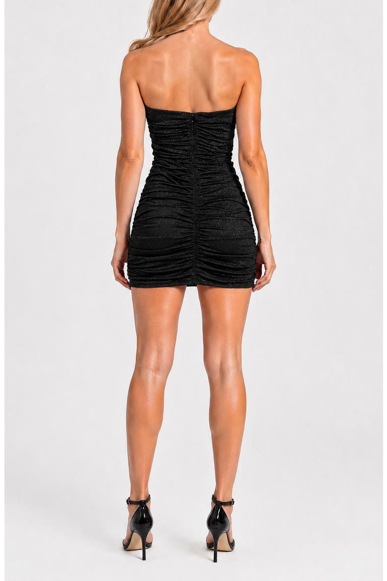 Ruched Strapless Minidress, Alternate, color, BLACK